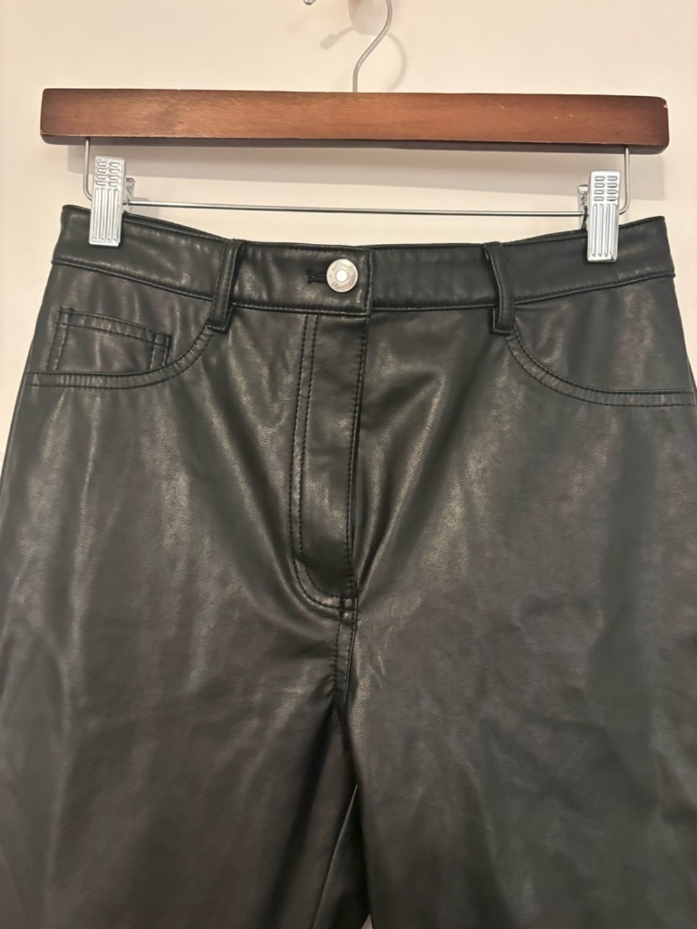 Aritzia Wilfred Faux Leather Black High-Rise Pants
